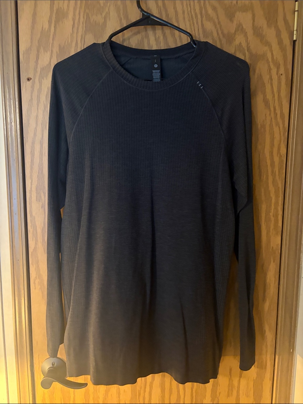 lululemon athletica Black Waffle Knit Long Sleeve Top